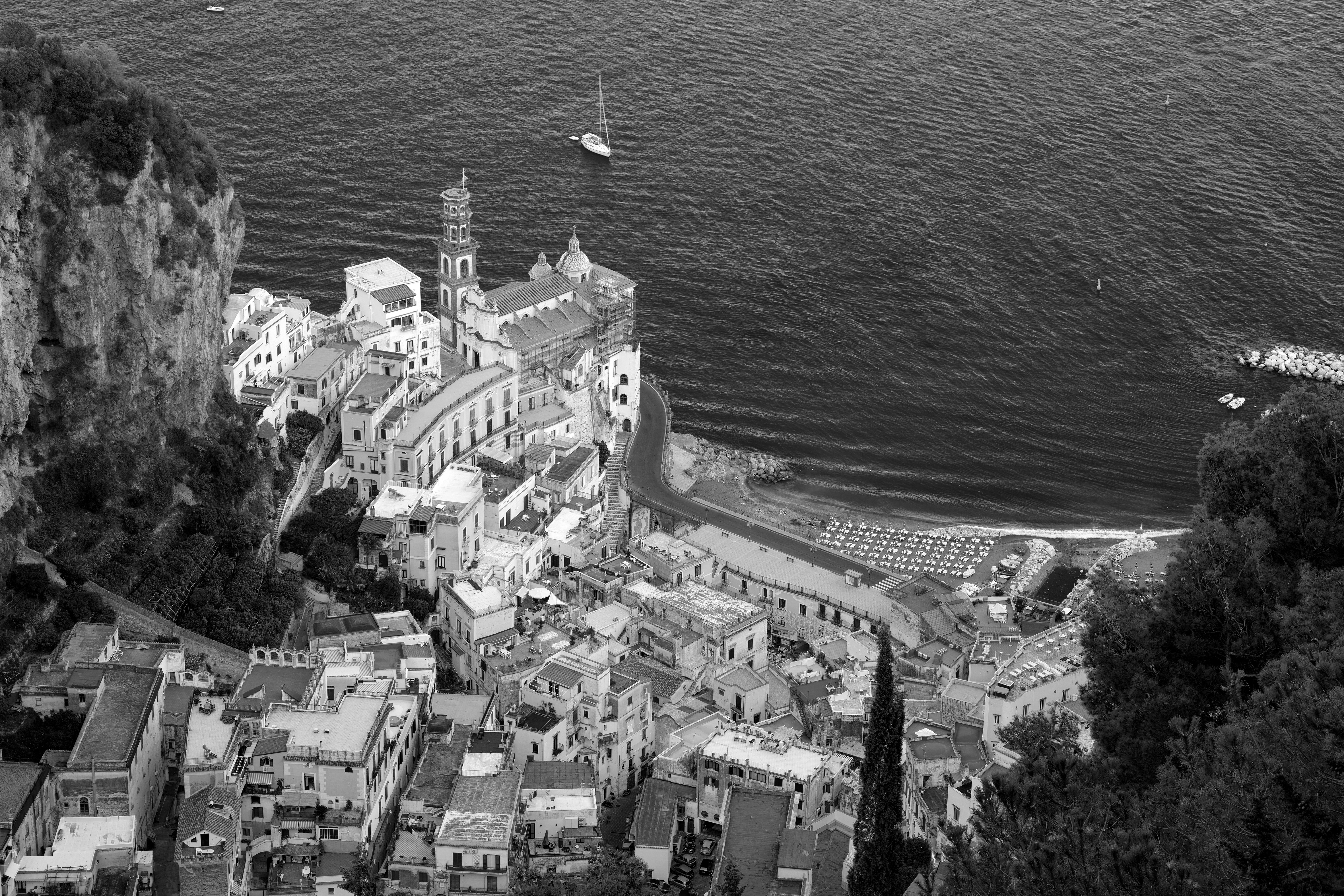 Atrani. Aerial view of Atrani famous coastal village located on Amalfi Coast, Italy.