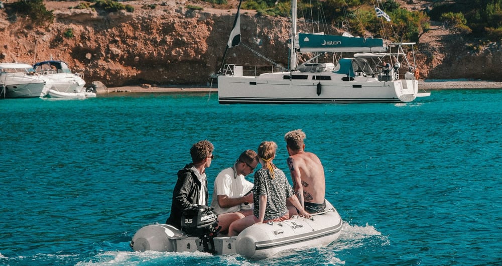 Family on a boat near Athens