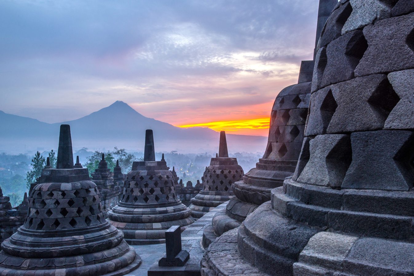 Borobudur Temple at sunset