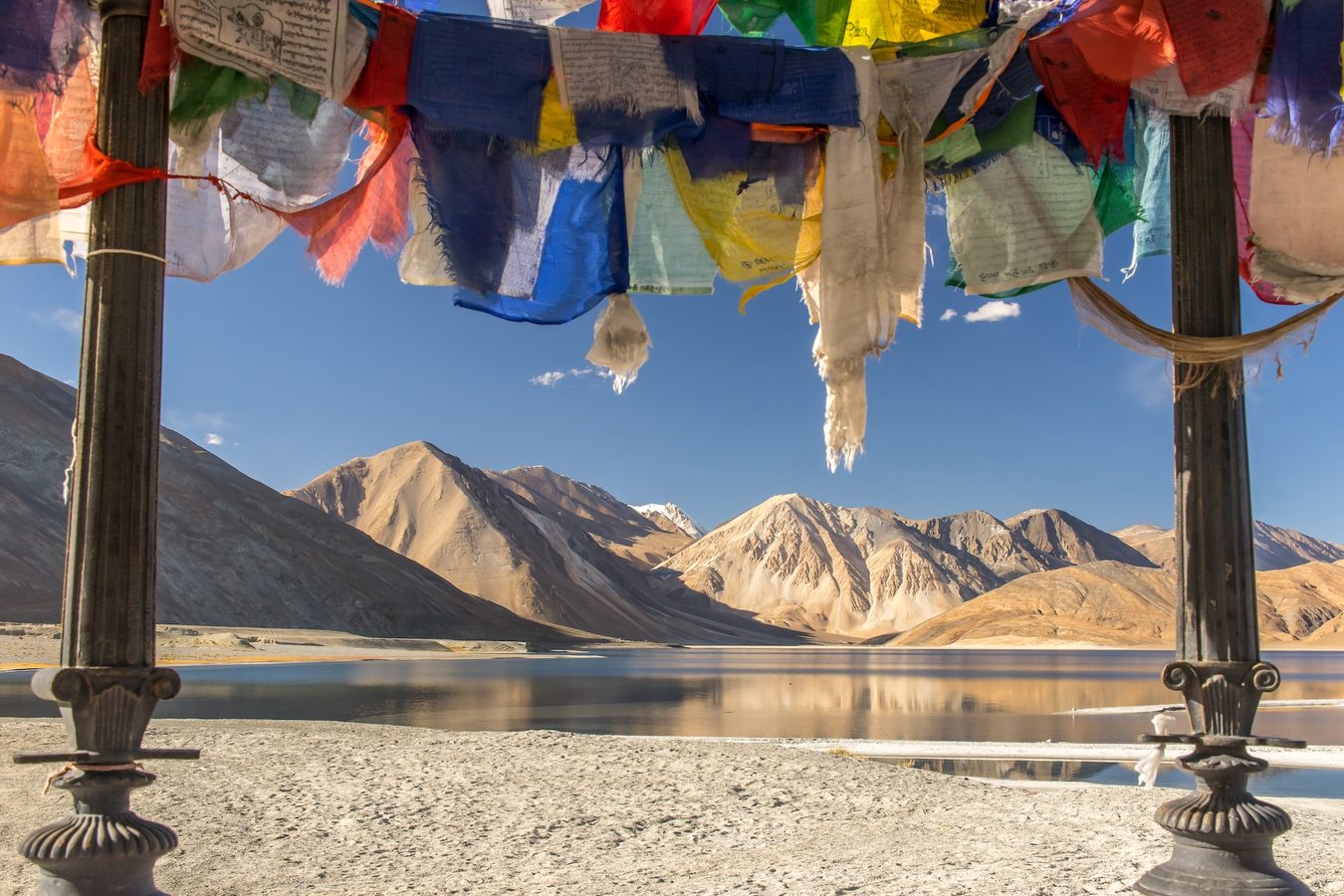 Ladakh in India, Himalayas and Tibetan prayer flags