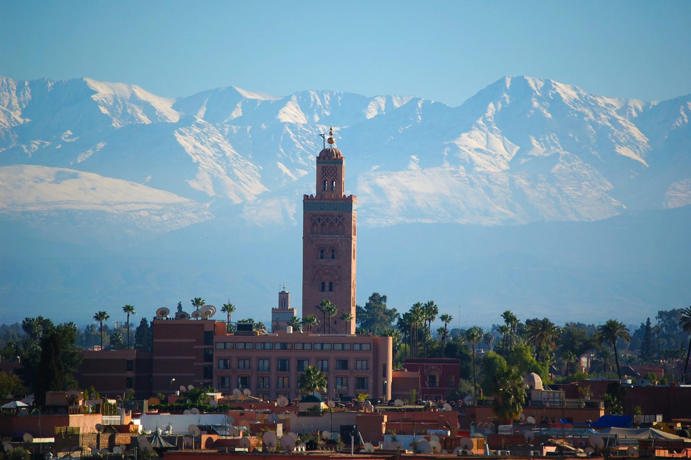 Morocco skyline with mountains in background