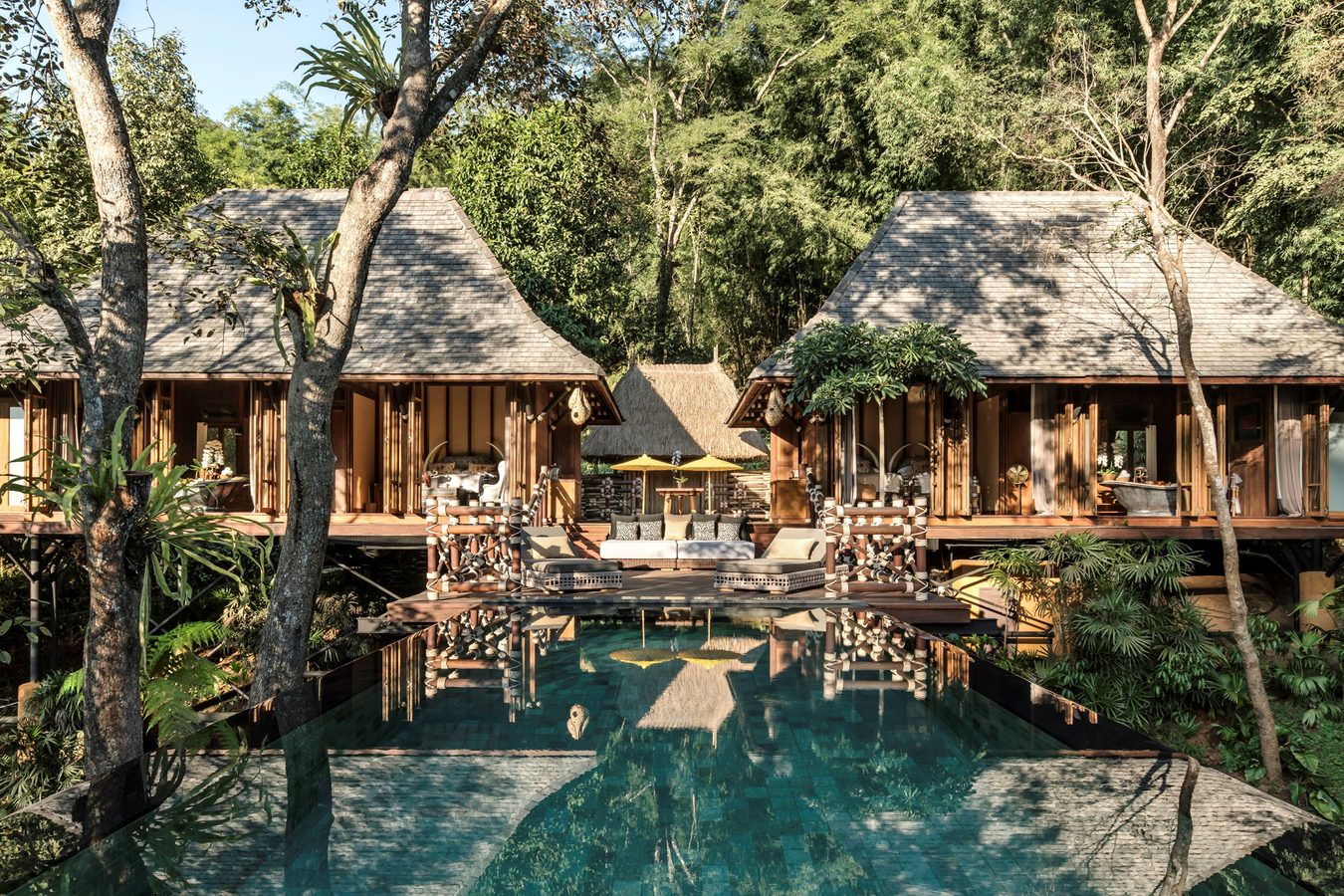 Four Seasons Tented Camp swimming pool in chiang rai in thailand