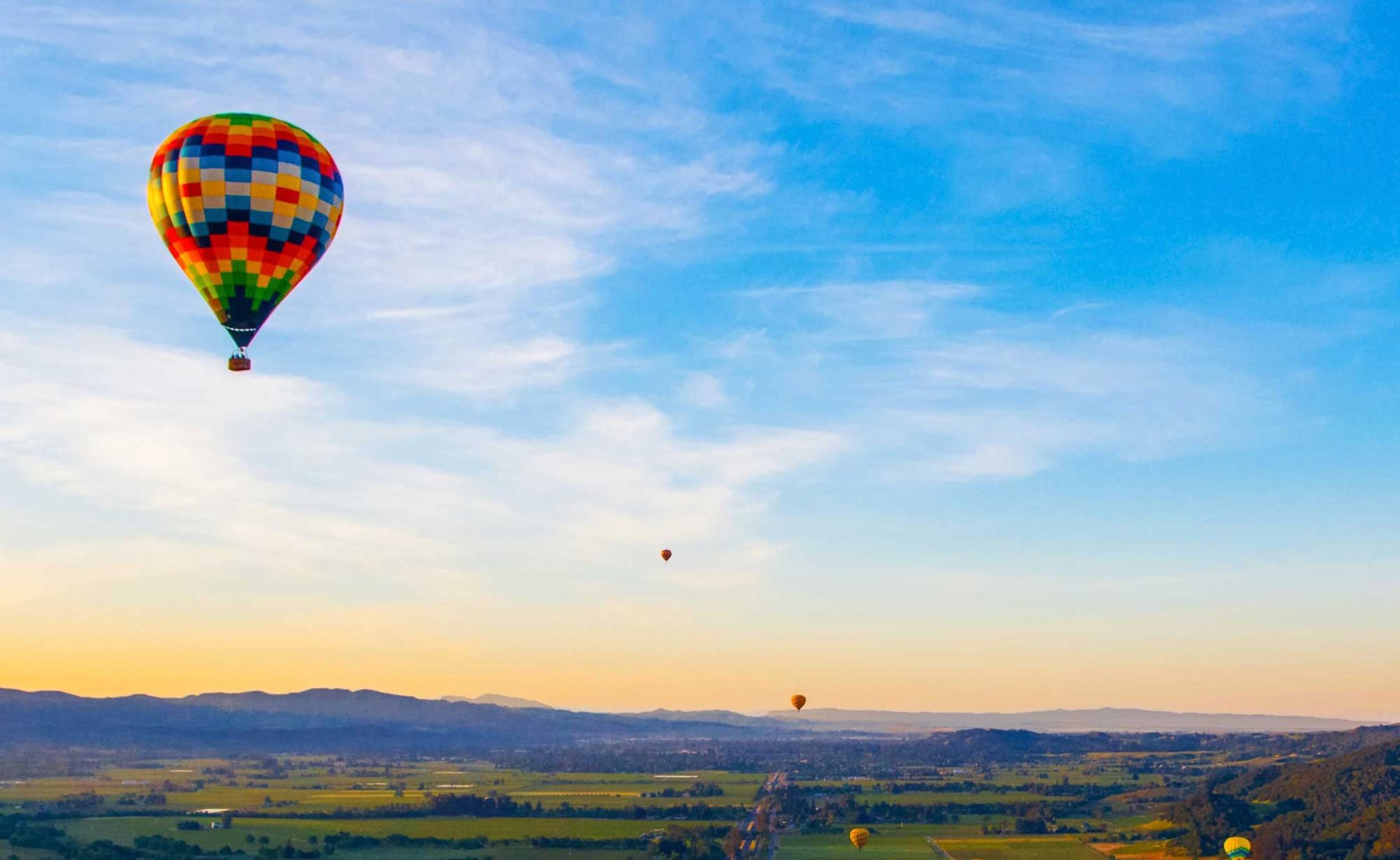 Private hot air balloon over Napa Valley