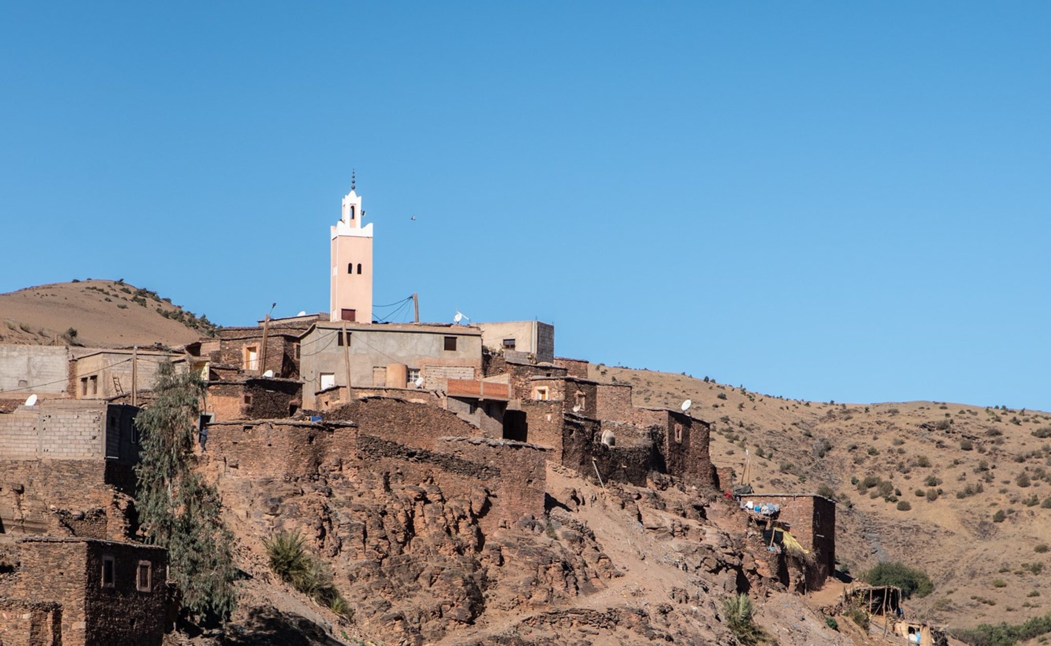village in atlas mountains in morocco