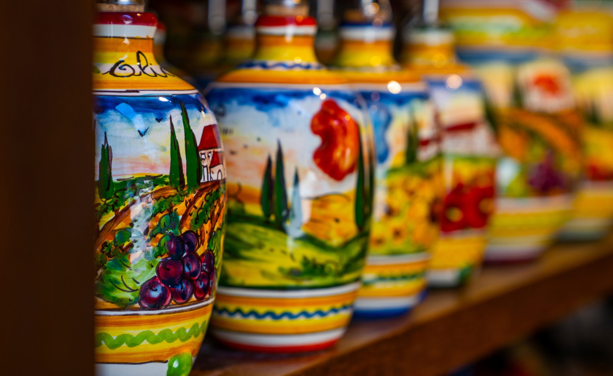 olive oil jars in San Gimignano in tuscany in italy