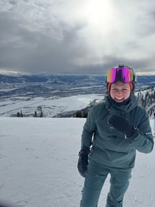 Amy robertson snowboarding in Jackson Hole