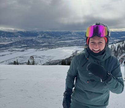 Amy robertson snowboarding in Jackson Hole