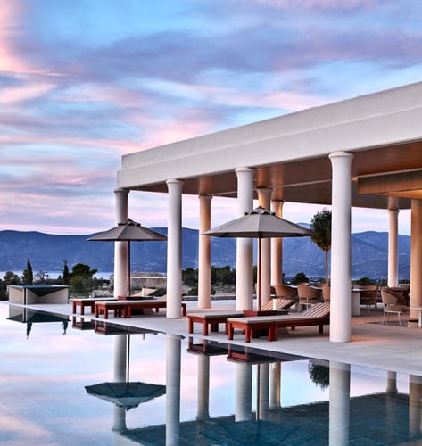Amanzoe sea view from the pool