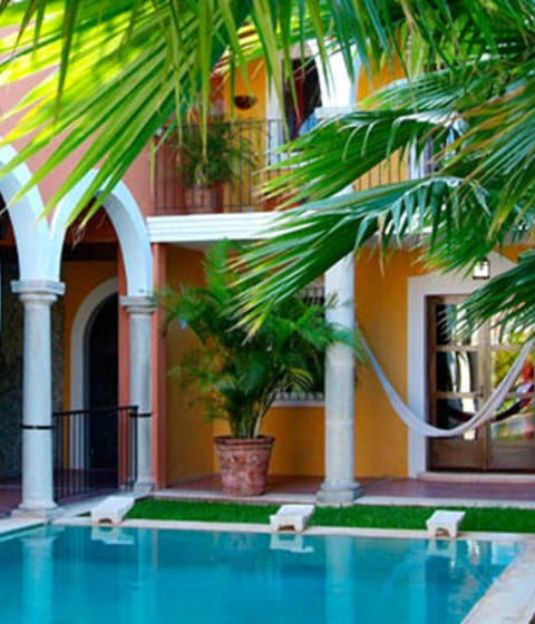Blue pool at La Hacienda, Mexico