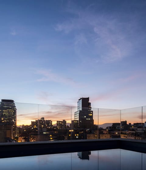 The rooftop pool at The Singular Hotel, Chile