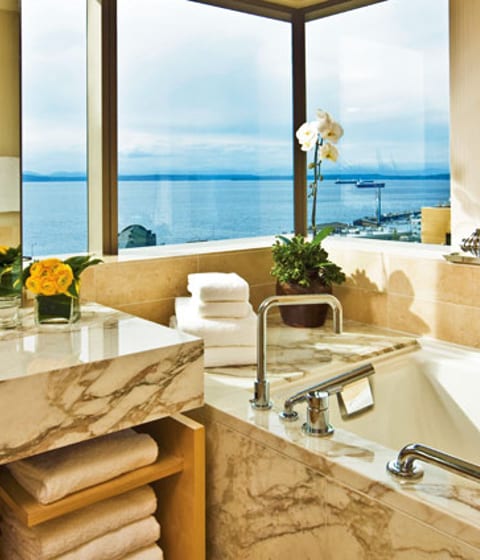A luxury bathroom at the Four Seasons, Seattle