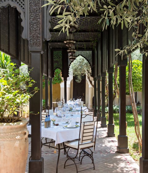 Villa des Orangers outdoor dining, Morocco