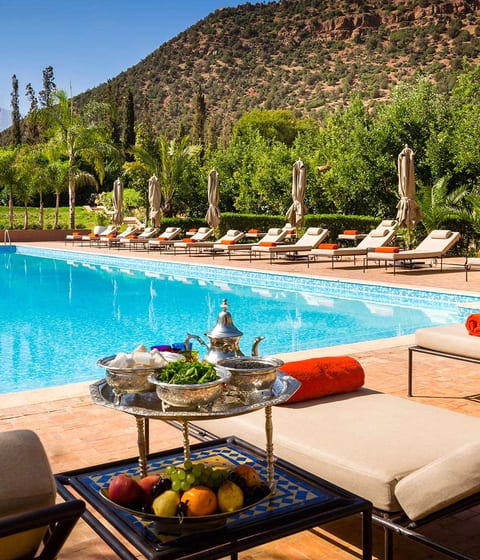 kasbah tamadot swimming pool deck terrace, Morocco