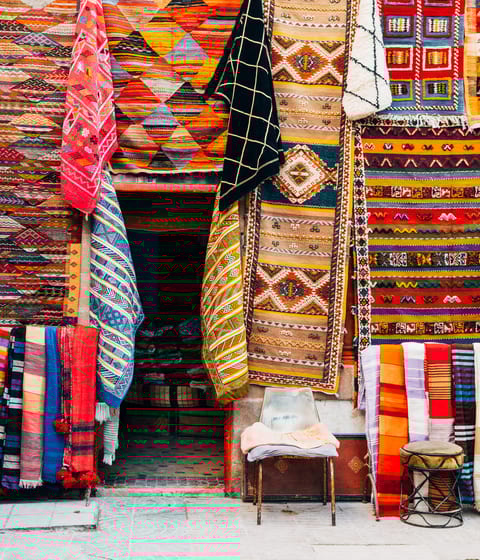 marrakech souk market rug craft street in morocco