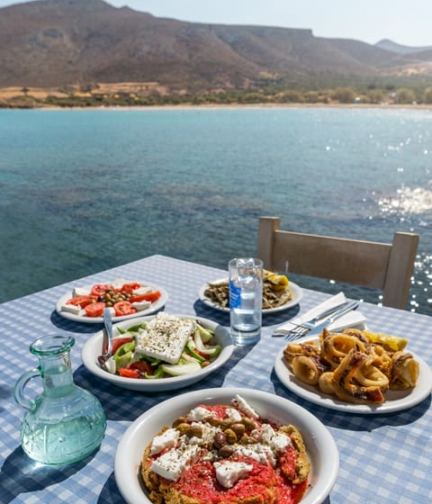 Sifnos Greek cuisine, calamari, ouzo