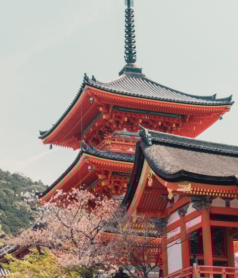 Kiyomizu temple in kyoto in japan