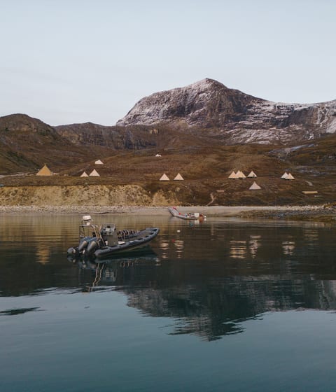 rib boat at kiattua luxury camp in greenland