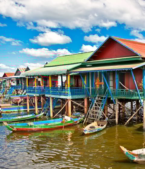floating village Komprongpok on Tonle Sap lake in cambodia