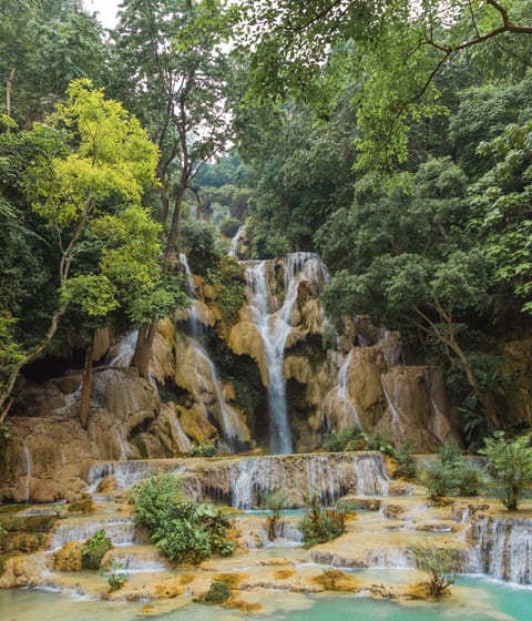 Kuang Si Falls in luang prabang in laos