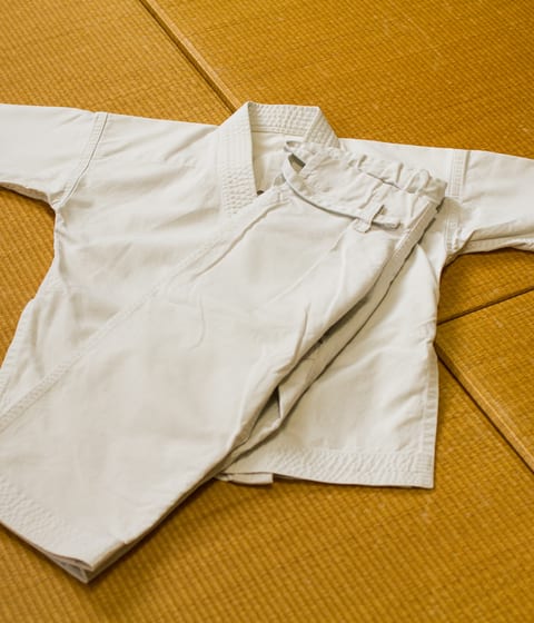 karate uniform on tatami mat in okinawa in japan