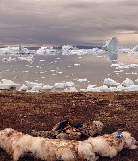 camp saqqaq in disko bay in greenland