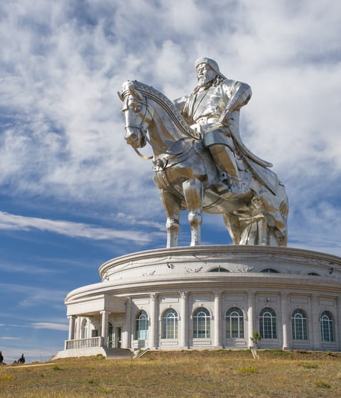 genghis khan statue in ulaanbaatar in mongolia