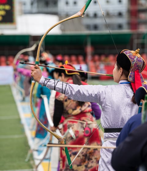 naadam archery festival in bayangobi in mongolia