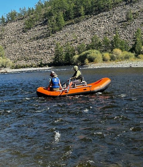 river raft in orkhon valley in mongolia