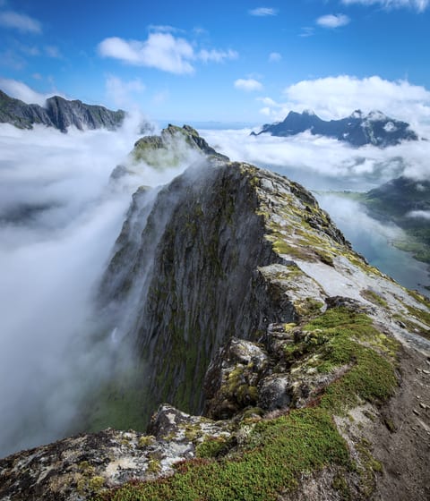 Helvetestinden mountain in vindstad in norway