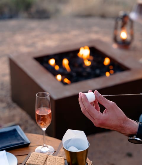Making smores at Amangiri hotel in canyon point in utah in usa