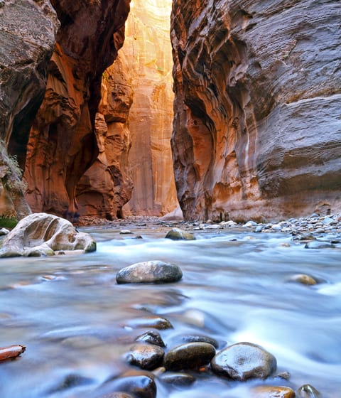 the narrows in zion national park in utah in usa