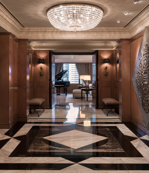 foyer in suite at the peninsula manila hotel in the philippines