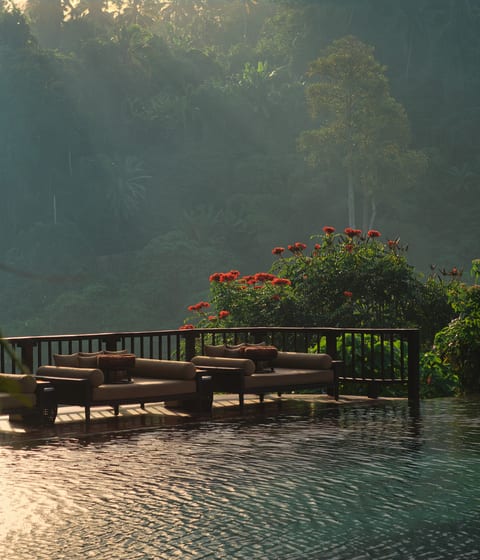 swimming pool at hanging gardens resort in ubud in bali