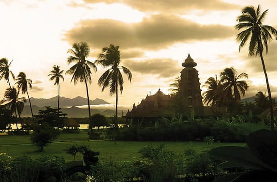 The spa at sunset at Tugu