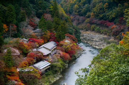 Arashiyama Pier in kyoto in japan