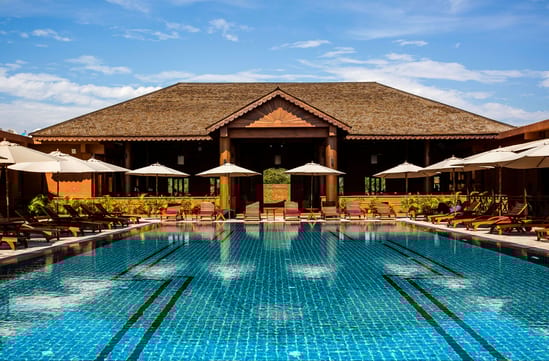 Swimming pool at luxury Bagan Lodge in Myanmar