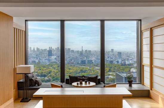 bedroom at aman tokyo hotel in japan