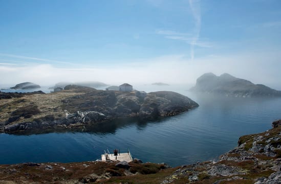 The mist rises over Fogo Island, Canada