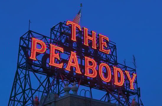 The Peabody hotel's sign