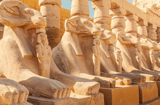 Goat headed god sculptures in Egypt, Middle East