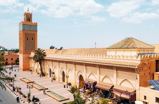 marrakech medina mosque skyline in morocco