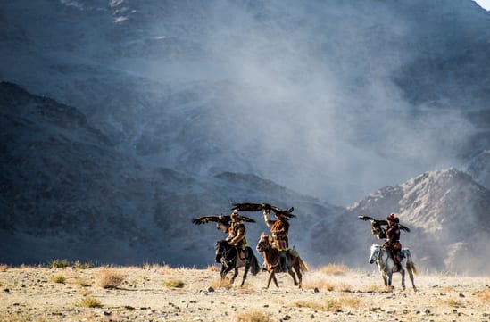 eagle hunters in bayan olgii in mongolia