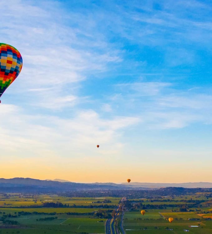 Private hot air balloon over Napa Valley