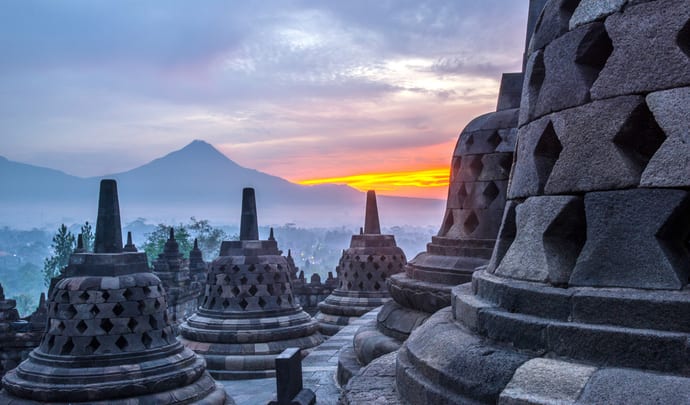 Borobudur Temple at sunset
