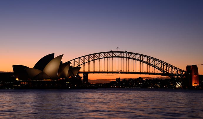 Sydney harbour at sunset