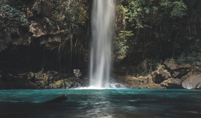 A waterfall in the Costa Rican rainforests of Central America