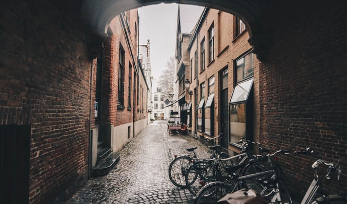 A city scene in Belgium, Europe