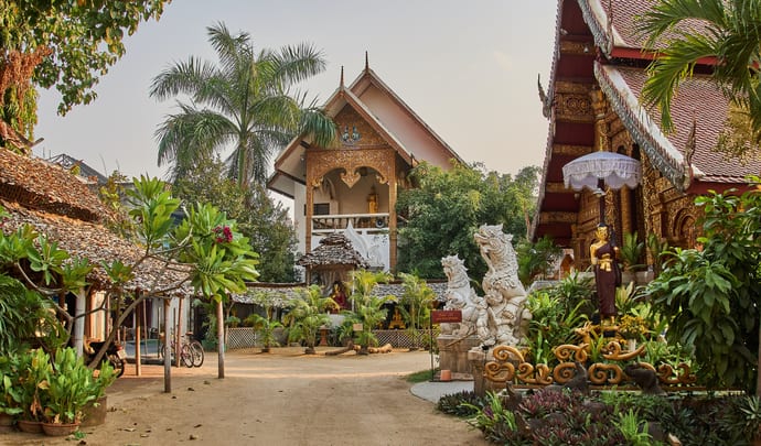 Temple complex in Chiang Mai, Thailand, in South East Asia