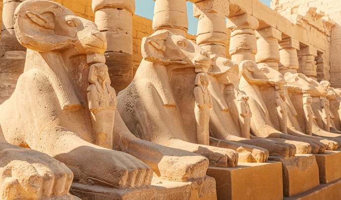 Goat headed god sculptures in Egypt, Middle East