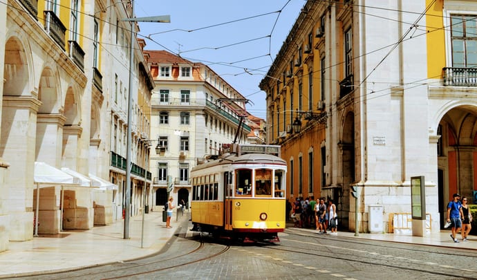 Lisbon tram in Portugal